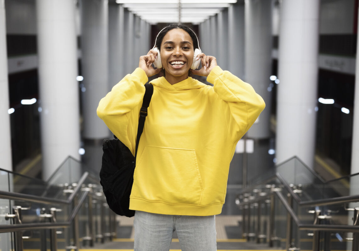 people traveling subway winter time